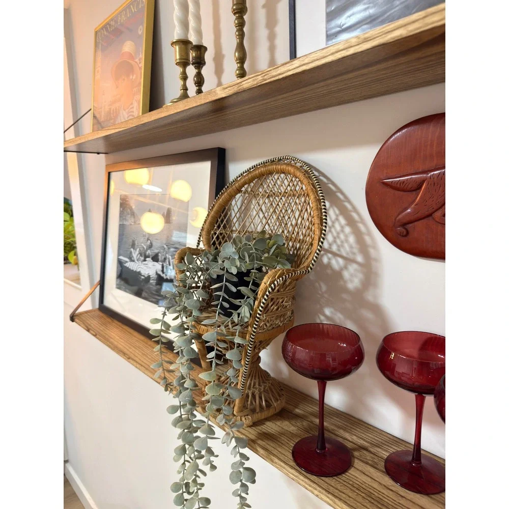 Vintage Mini Peacock Chair Wicker Rattan Boho Doll Plant Display